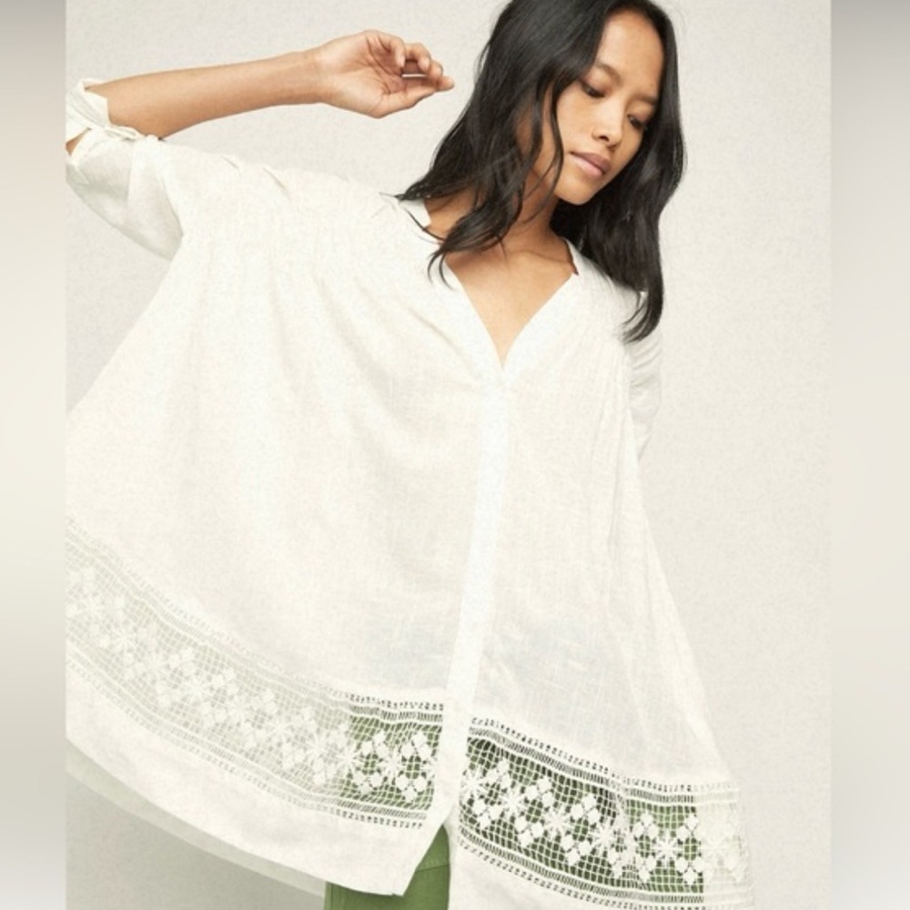 FREE PEOPLE | green gardens tunic white Lace Detail medium - Picture 2 of 13